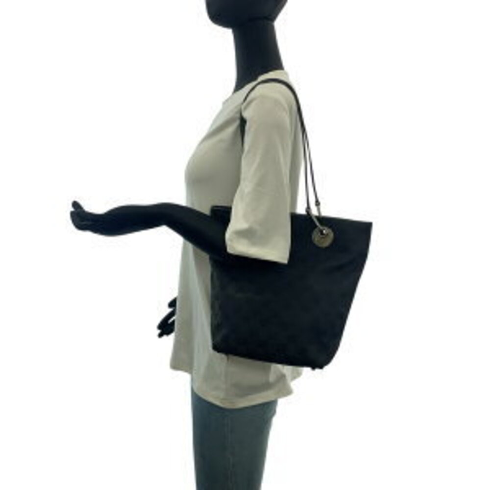 Gucci GG Canvas Bag Tote Black Shoulder Leather - Picture 6 of 10